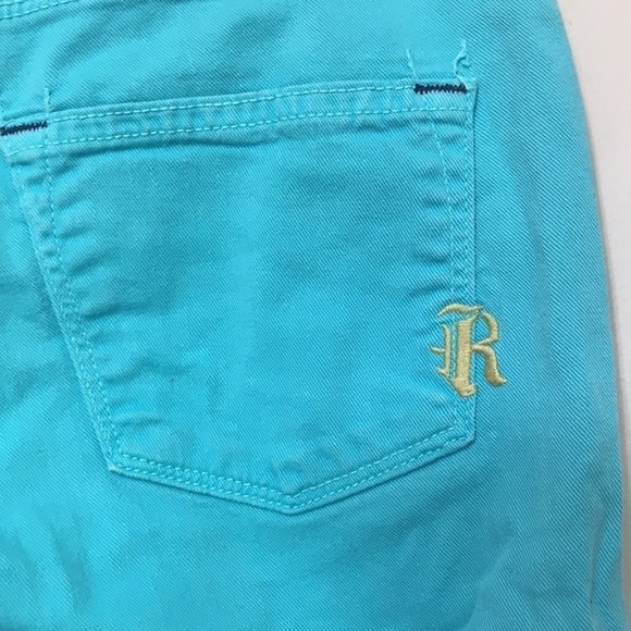 R&S Turquoise Low Rise Skinny Jeans Cropped Zip Hem Sz 26 - Picture 7 of 12